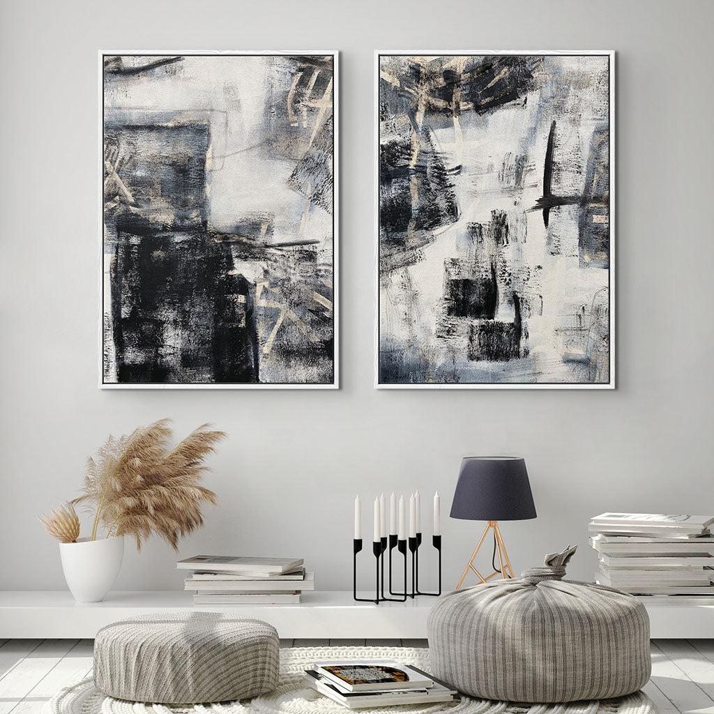 Abstract Marble Art Canvas Set Of 2 - White - Abstract House