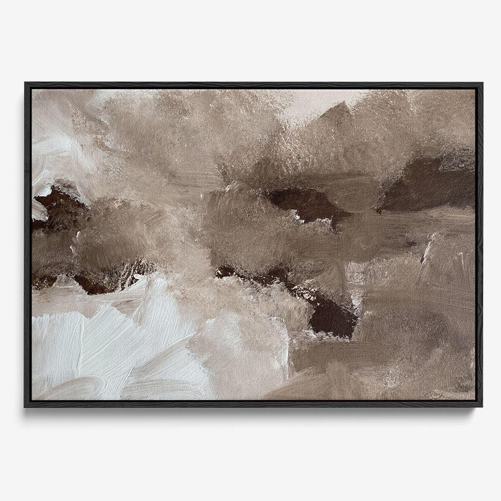 Abstract Brown Shapes Framed Canvas - - Abstract House