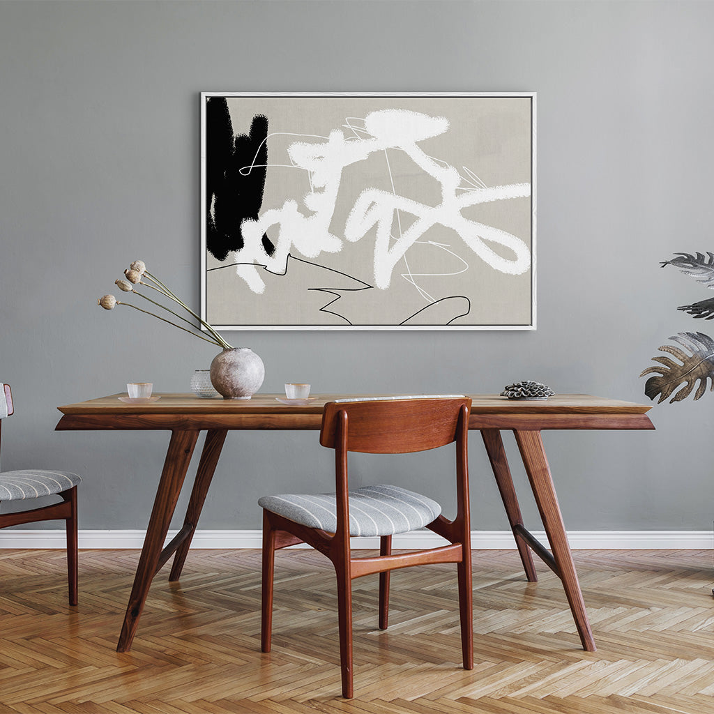 Abstract Lines On Beige Canvas Print-framed-Canvas Prints-Abstract House
