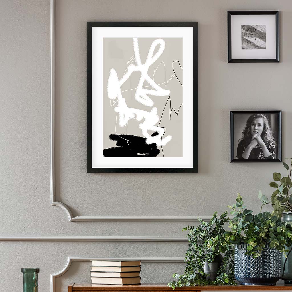Abstract Lines on Beige Art Print-framed-Wall Art Print-Abstract House