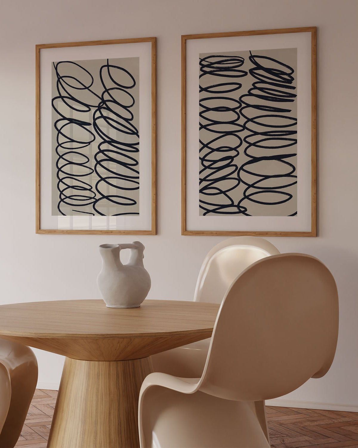 Curved Lines - Framed Print Set Of 2-framed-Wall Art Print Set Of 2-Abstract House