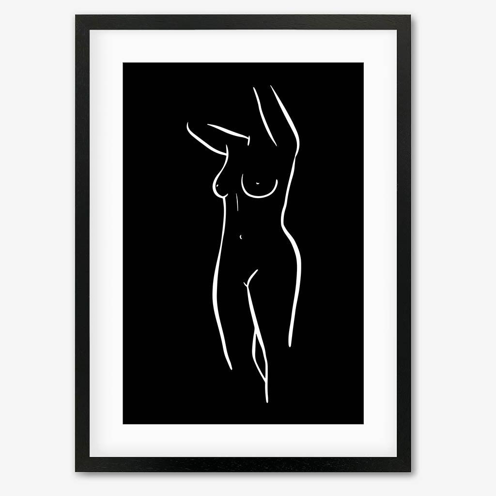 Female Figure Line Art Print - Black Frame - Abstract House