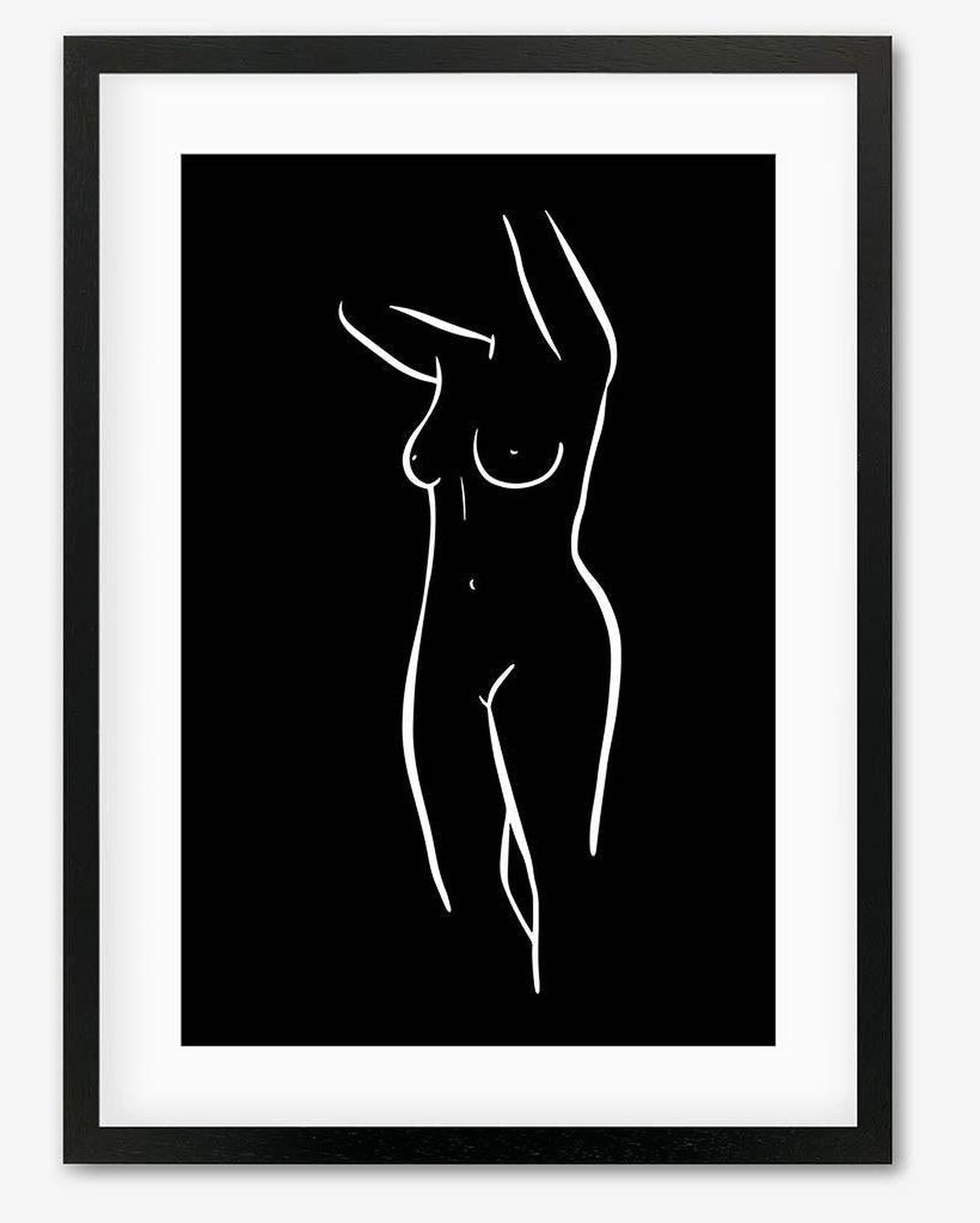 Female Figure Line Framed Art - Black Frame - Abstract House