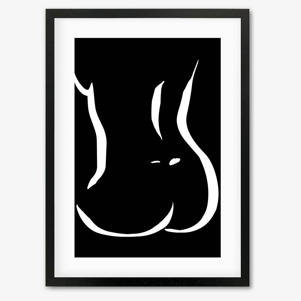 Lower Figure Line Art Print - Black Frame - Abstract House