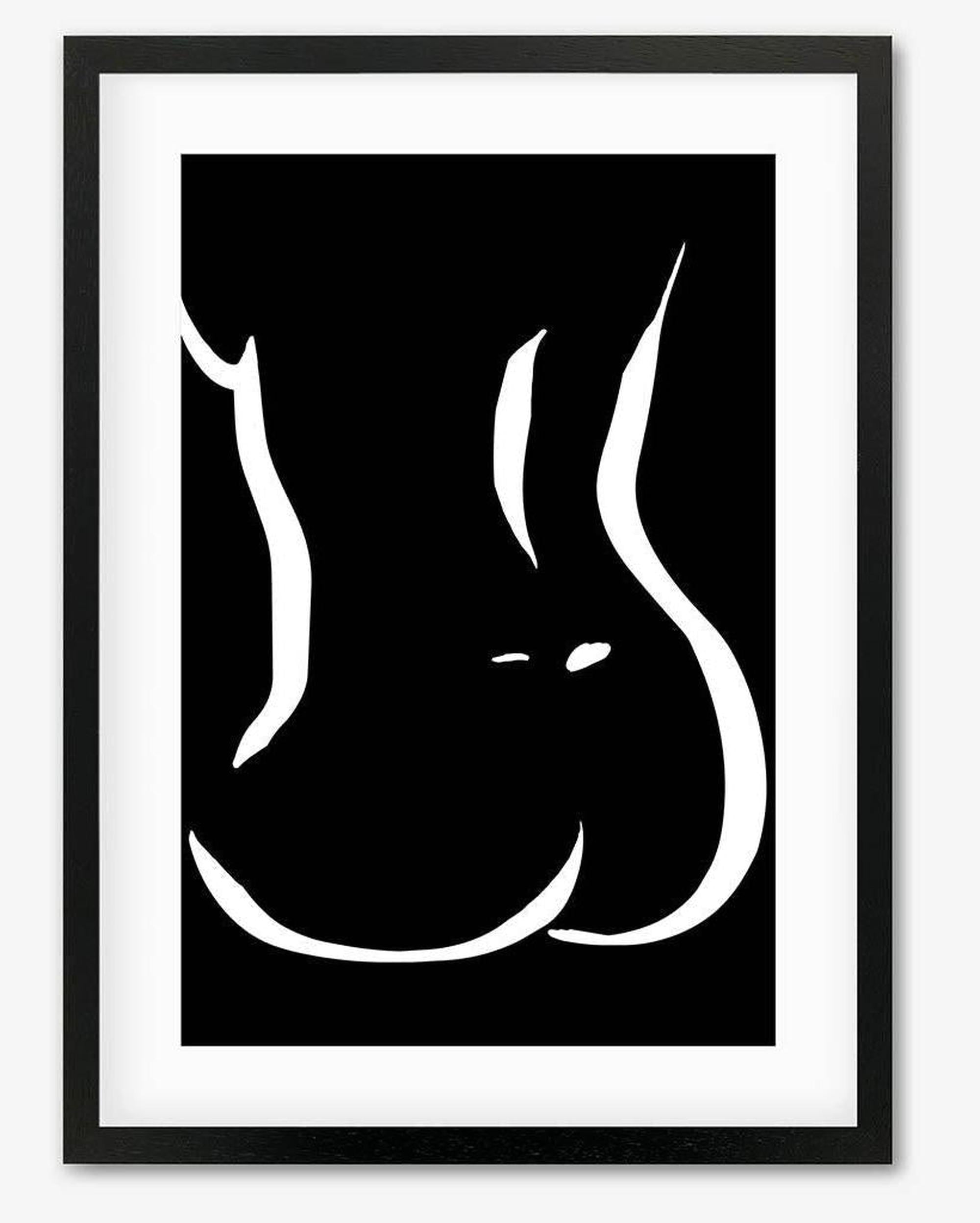 Lower Figure Line Framed Art - Black Frame - Abstract House