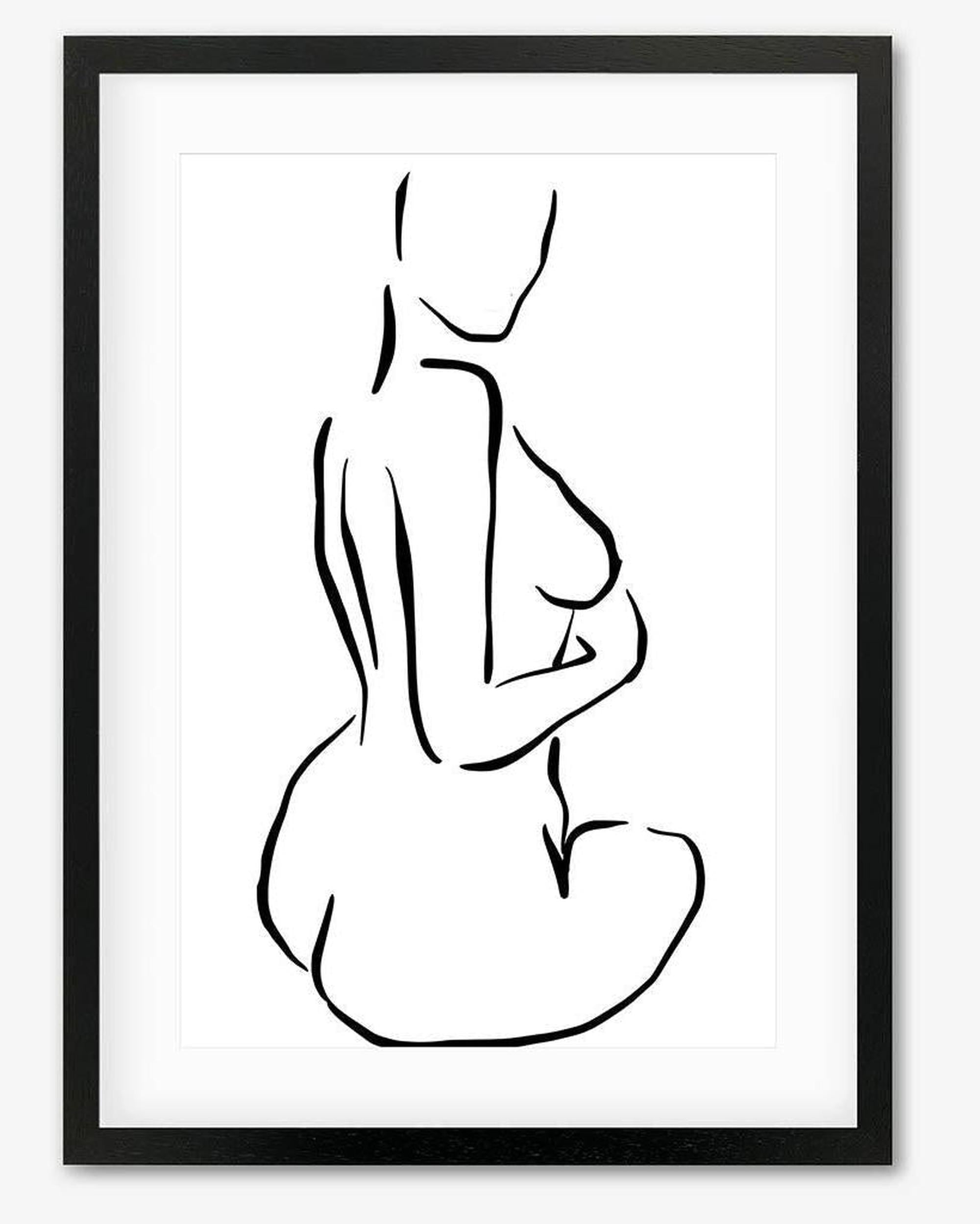 Minimal Nude Figure Line Framed Art - Black Frame - Abstract House