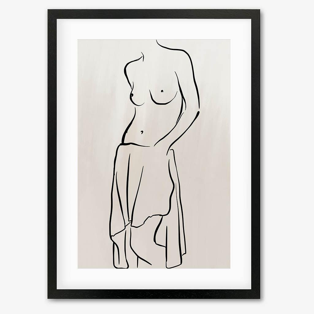 Neutral Nude Figure Line Art Print - Black Frame - Abstract House