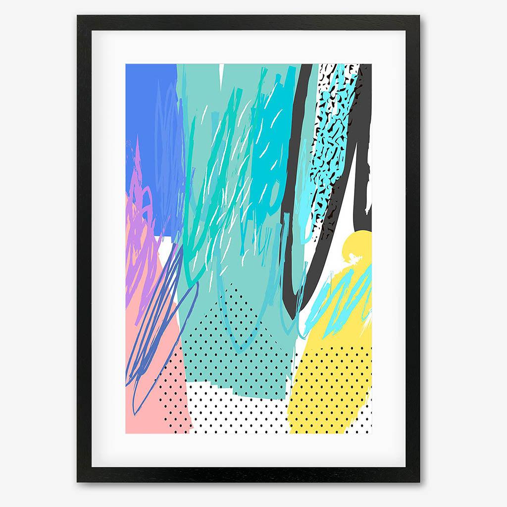 Modern Abstract Colour Pop - Black Frame - Abstract House