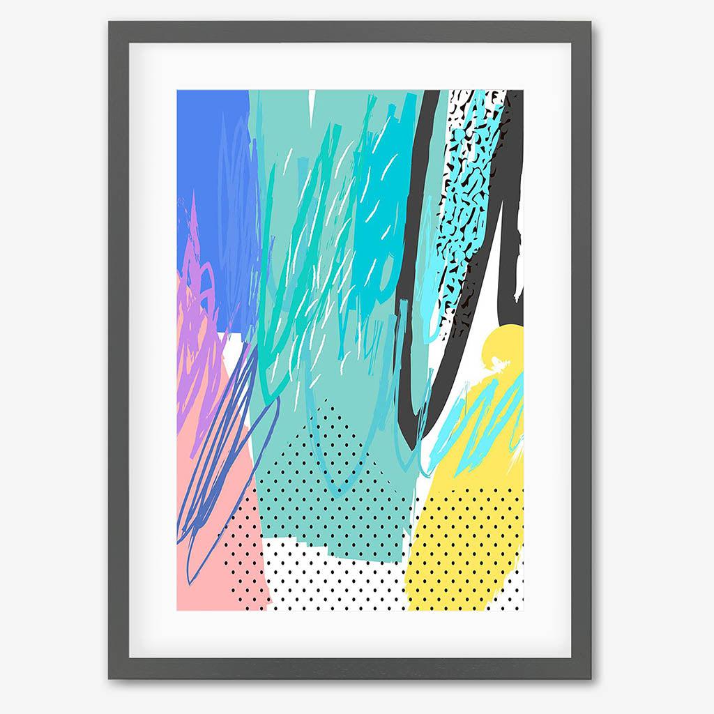 Modern Abstract Colour Pop - Grey Frame - Abstract House