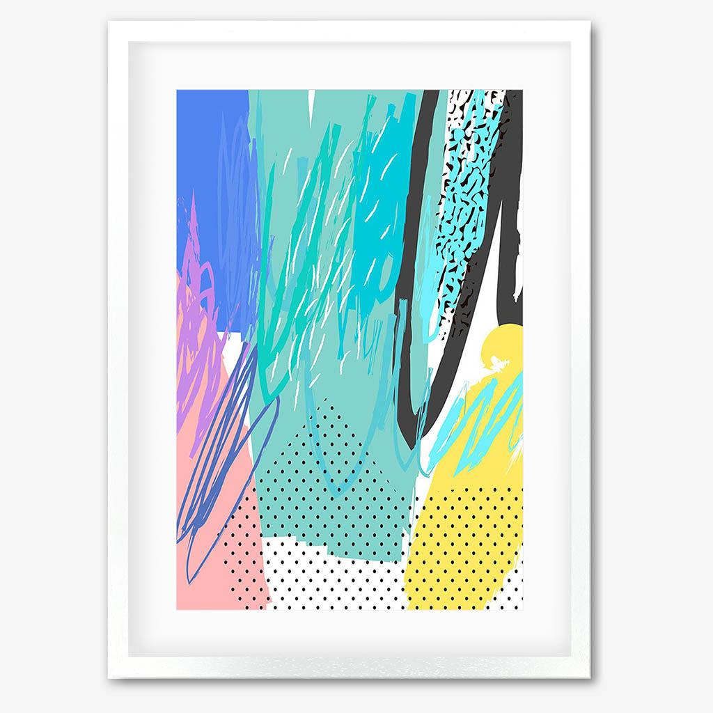 Modern Abstract Colour Pop - Gold Frame - Abstract House