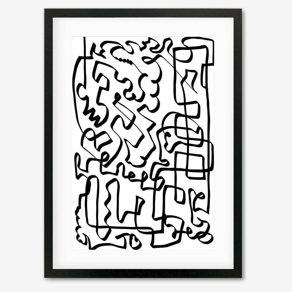 Lines Of The Maze Abstract Art Print - Black Frame - Abstract House
