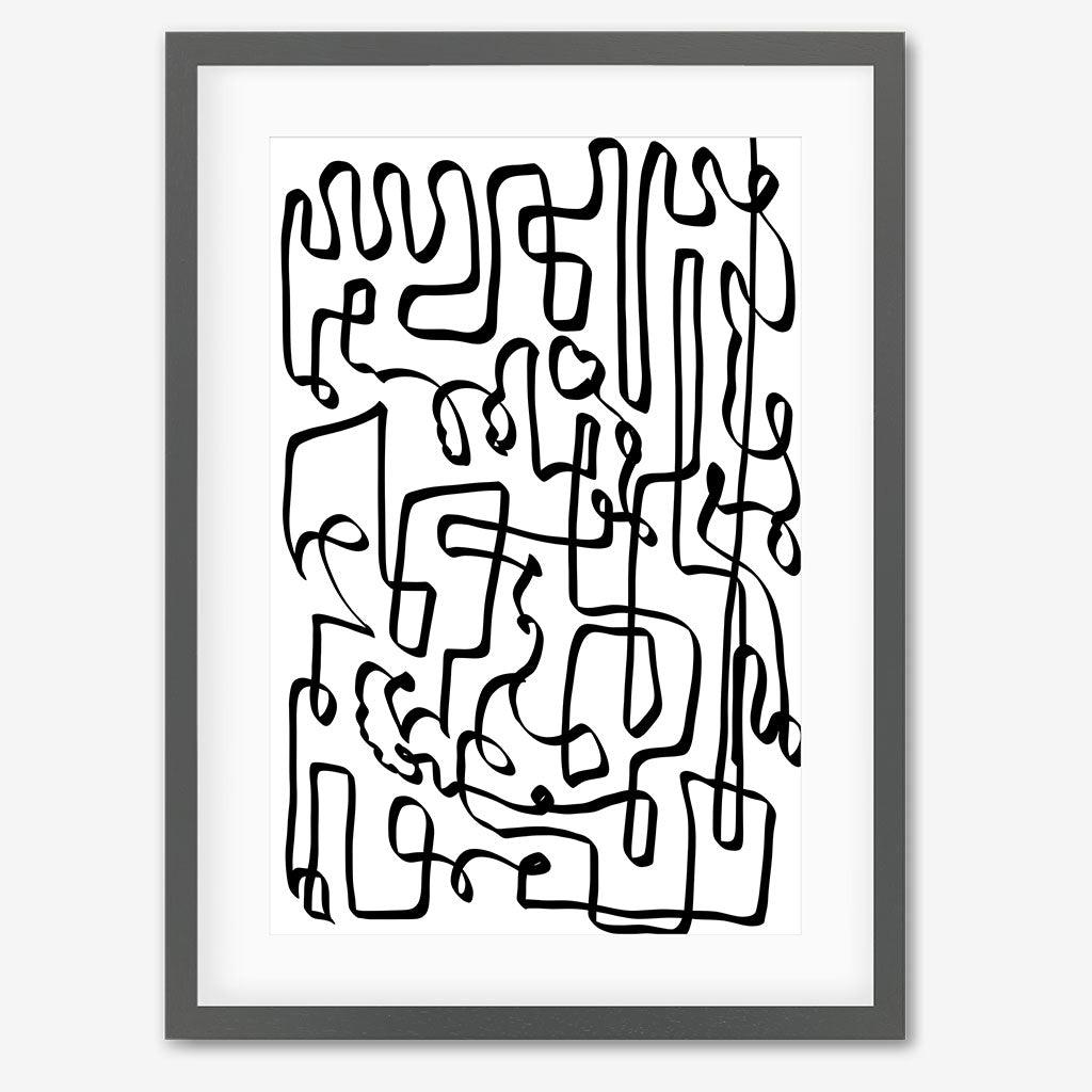 Into the Maze Abstract Art Print - Grey Frame - Abstract House