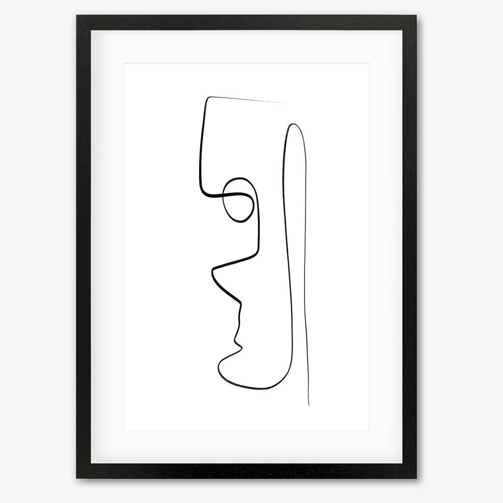 Face Line Art Print - Black Frame - Abstract House