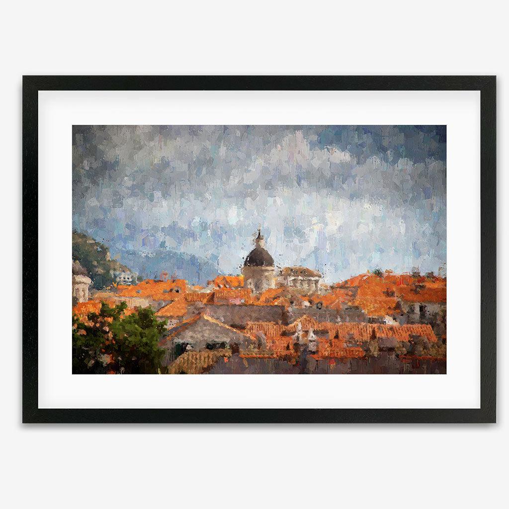 Impressionist Florence Rooftops Art Print - Black Frame - Abstract House