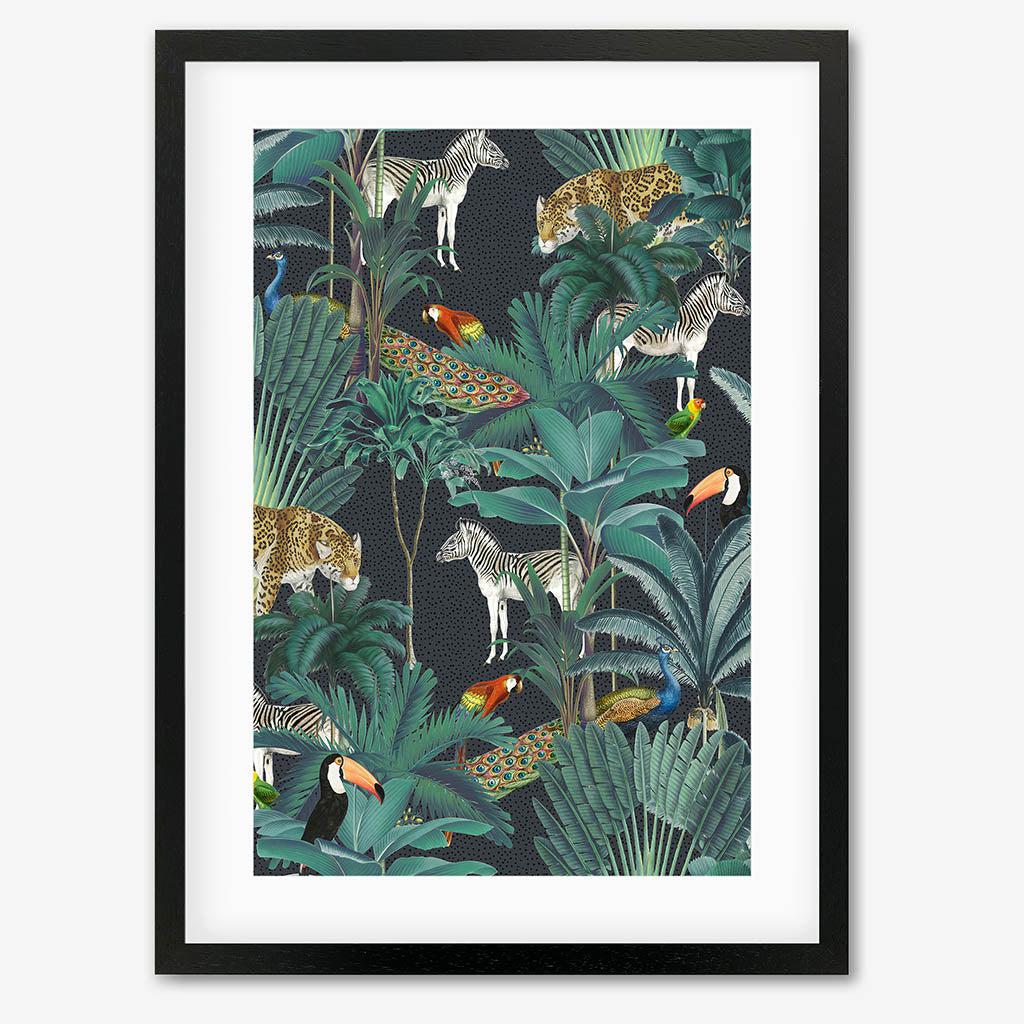 Tropical Jungle Framed Art - Black Frame - Abstract House