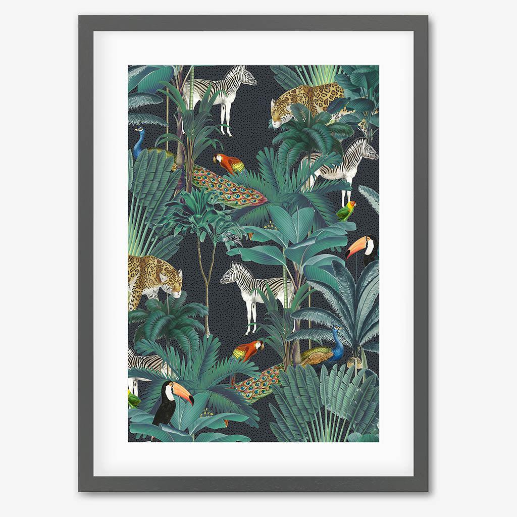 Tropical Jungle Framed Art - Grey Frame - Abstract House