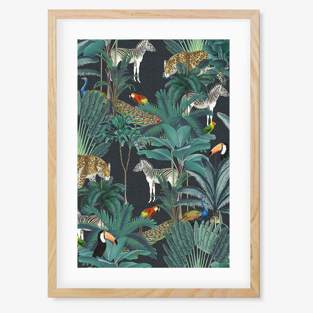 Tropical Jungle Framed Art - Oak Frame - Abstract House
