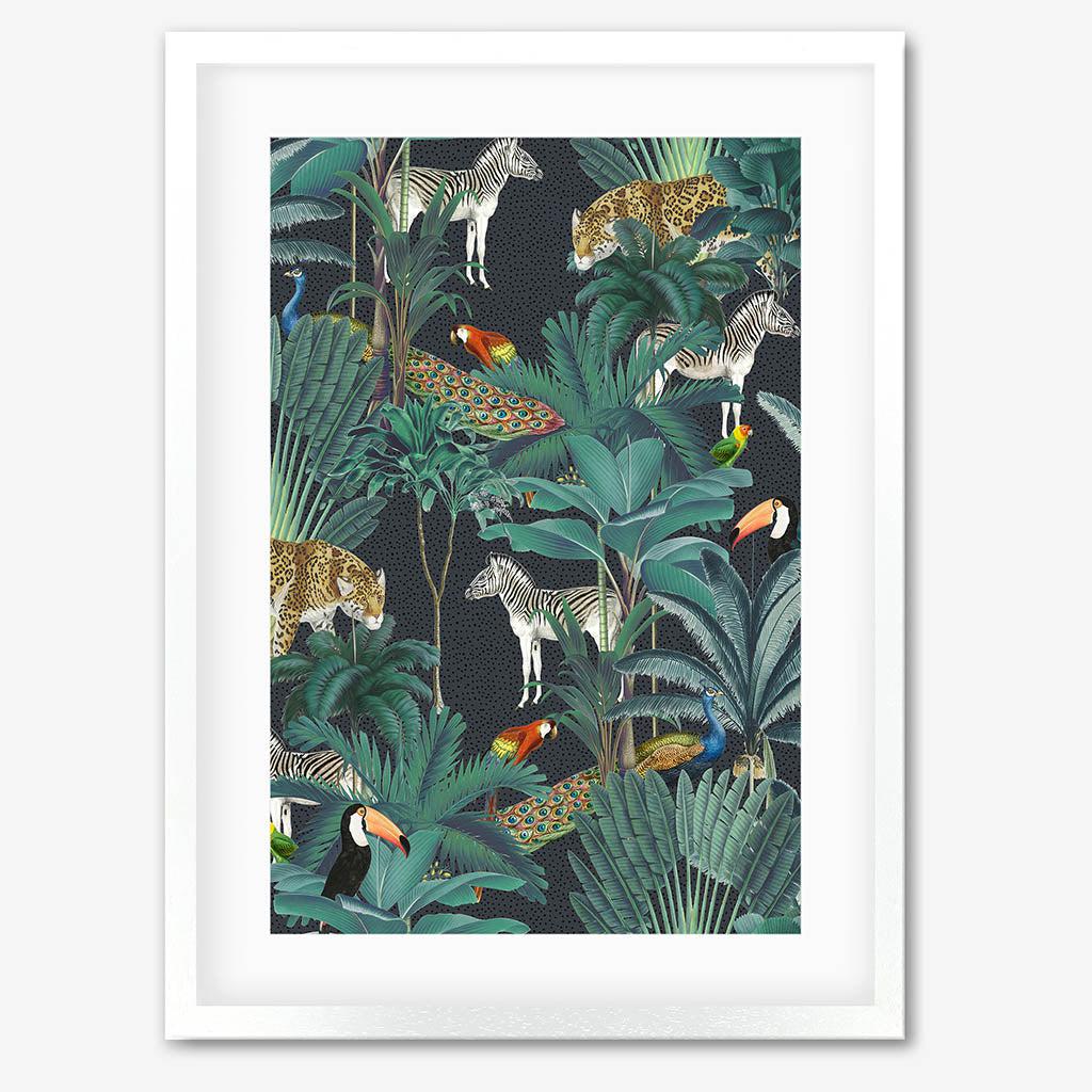Tropical Jungle Framed Art - Gold Frame - Abstract House