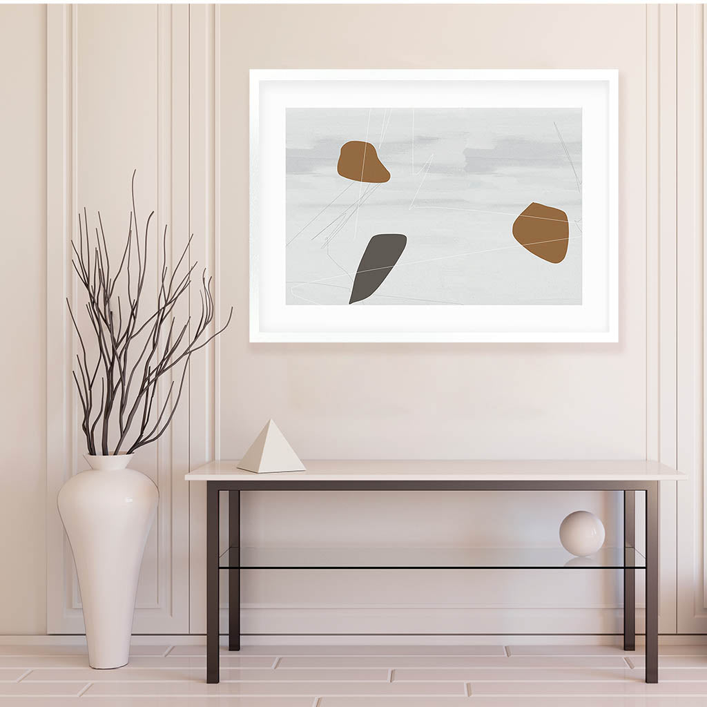 Neutral On Brown Abstract Framed Art-framed-Wall Art Print-Abstract House