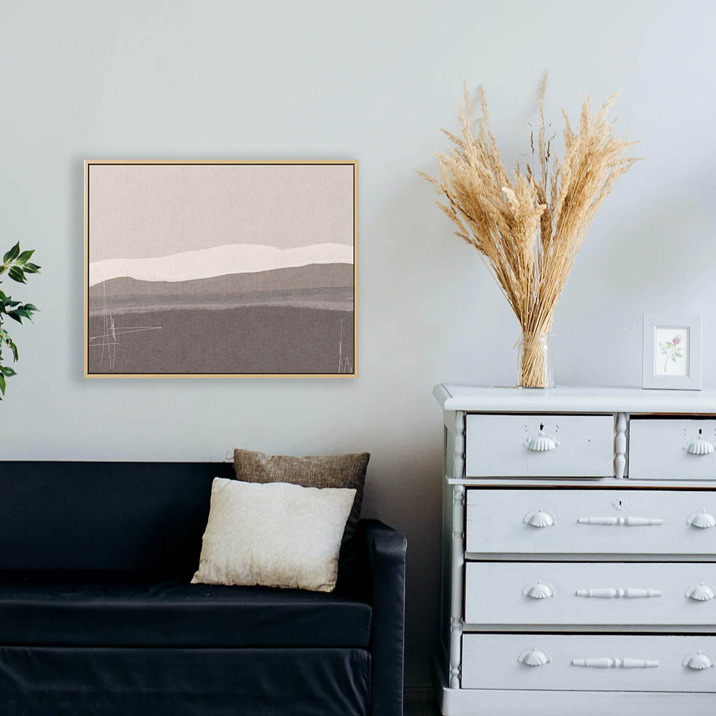 Neutral Abstract Seascape Canvas Print-framed-Canvas Prints-Abstract House