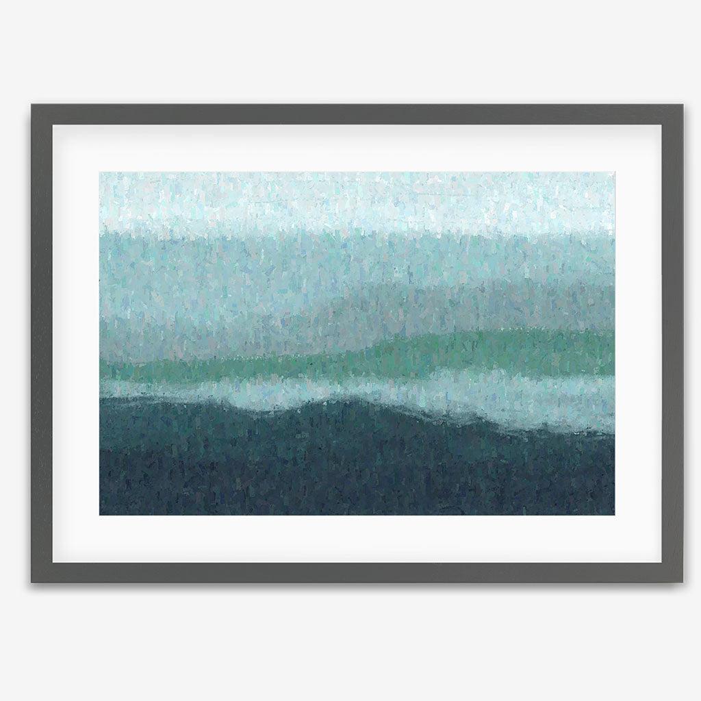 Blue Coastal Abstract Scene Framed Art - Grey Frame - Abstract House