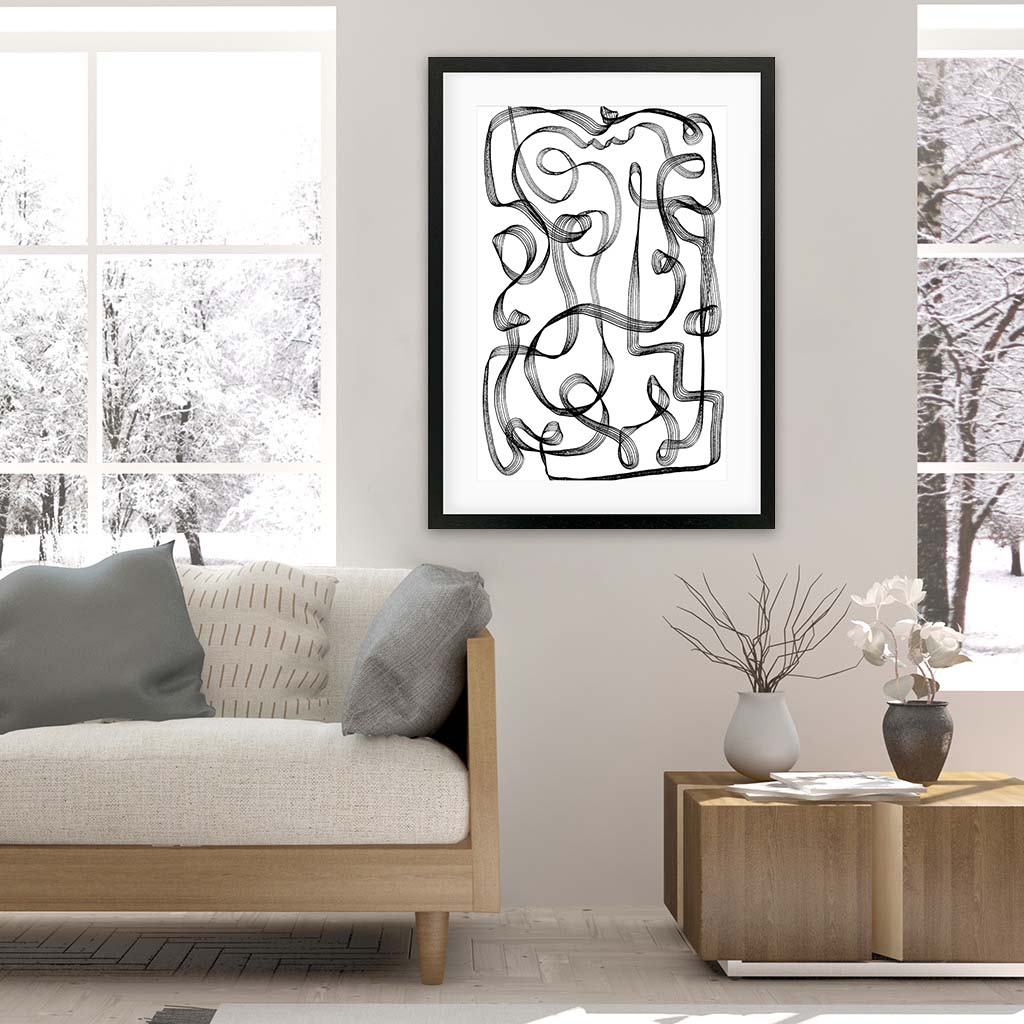 Dimensional Maze Lines Framed Art