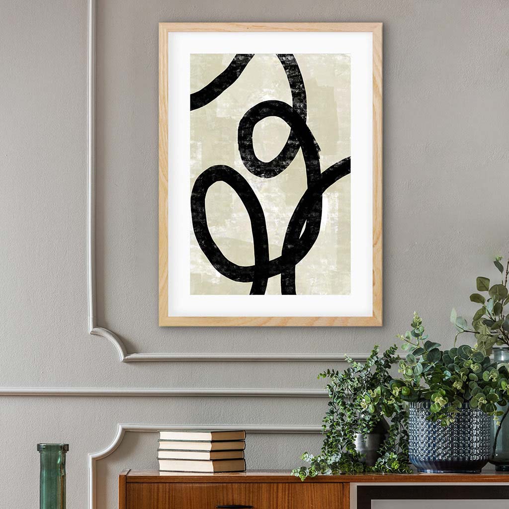 Neutral Curved Lines Framed Print-framed-Wall Art Print-Abstract House