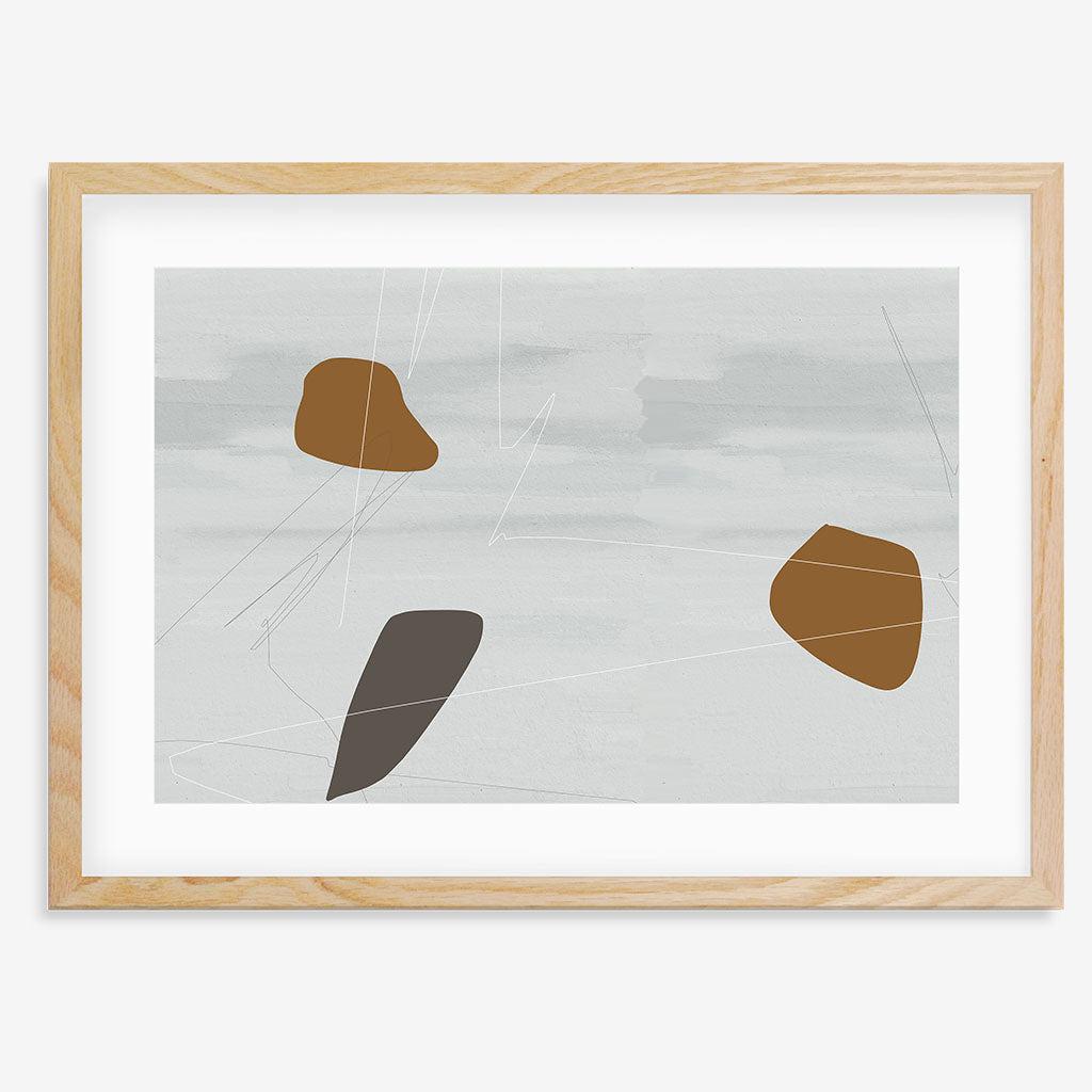 Neutral On Brown Abstract Framed Art - Oak Frame - Abstract House
