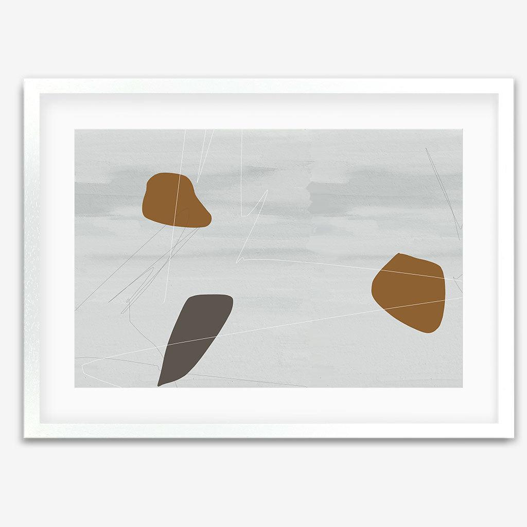 Neutral On Brown Abstract Framed Art - White Frame - Abstract House