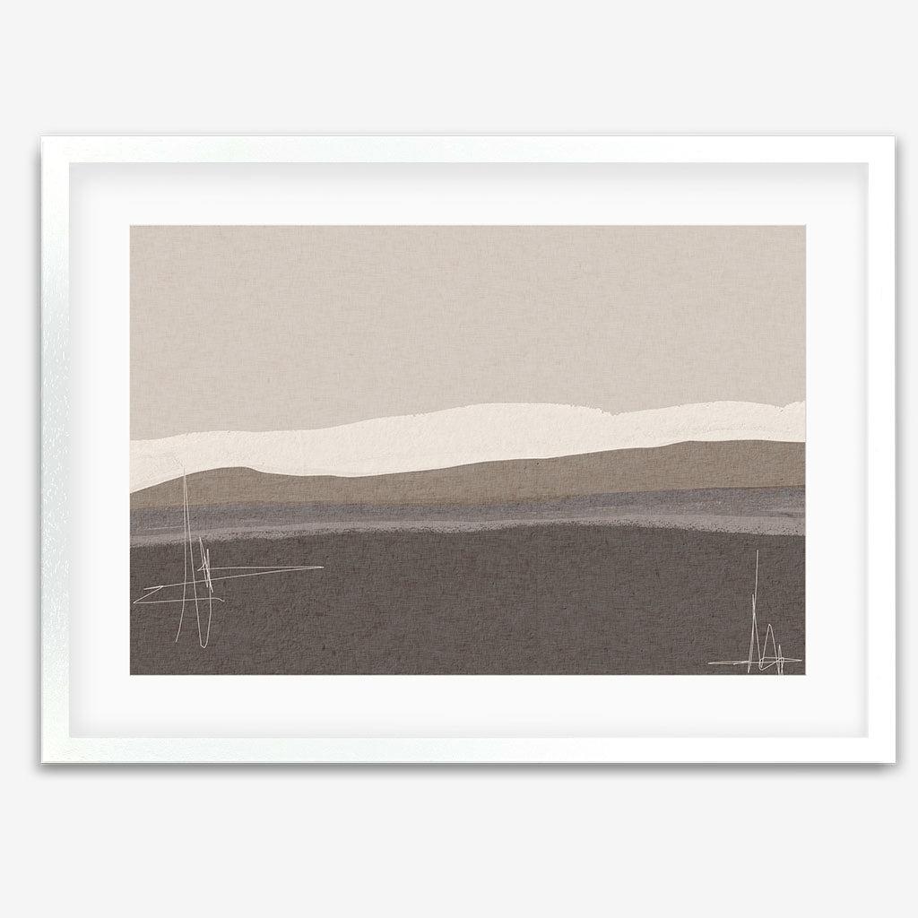 Neutral Abstract Seascape Framed Art - White Frame - Abstract House