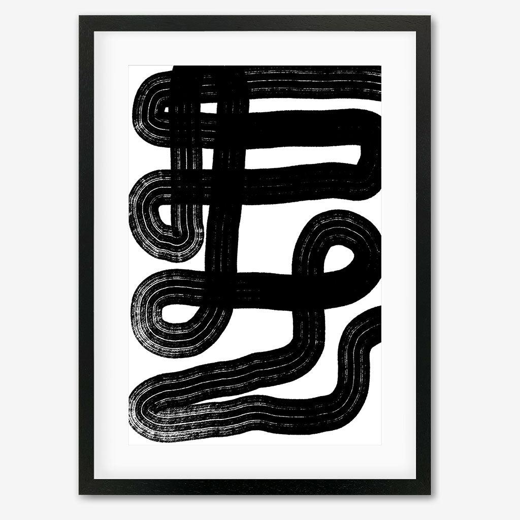 Black Snake Lines Framed Art - Black Frame - Abstract House