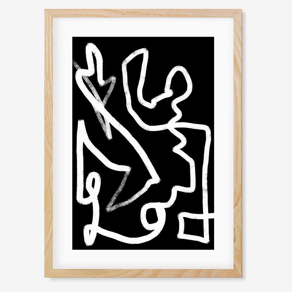 Lines In Movement Framed Art - Oak Frame - Abstract House