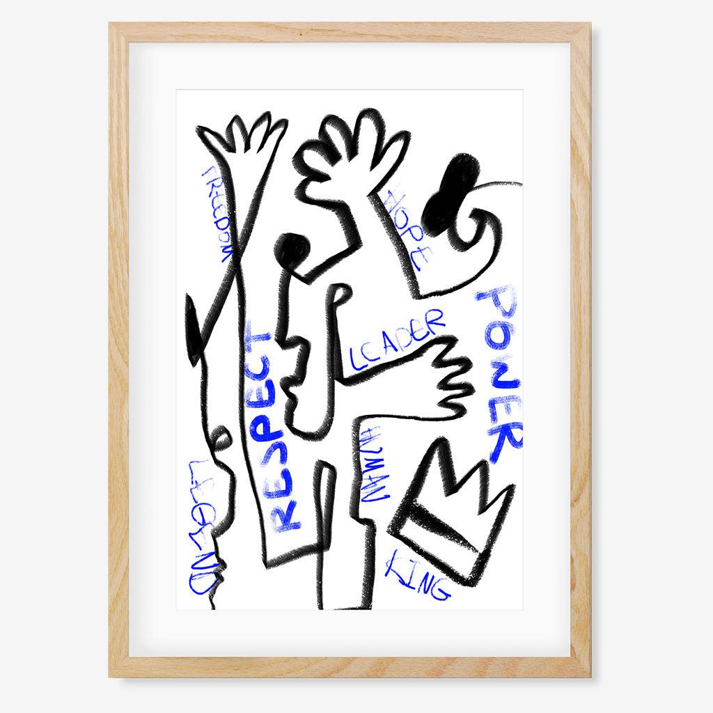 Homage To Basquiat Framed Art - Oak Frame - Abstract House