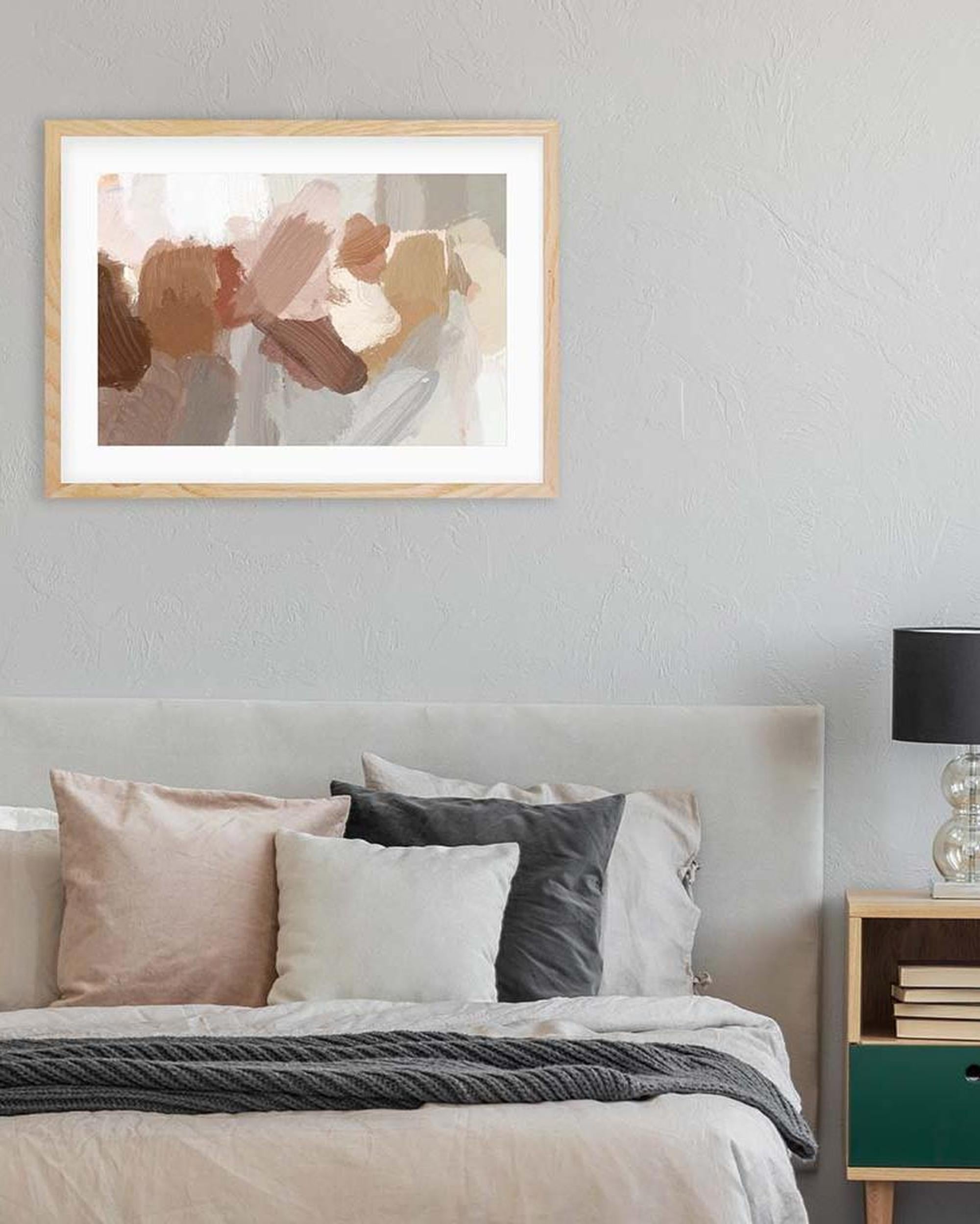 Neutral Brush Strokes Framed Art-framed-Wall Art Print-Abstract House