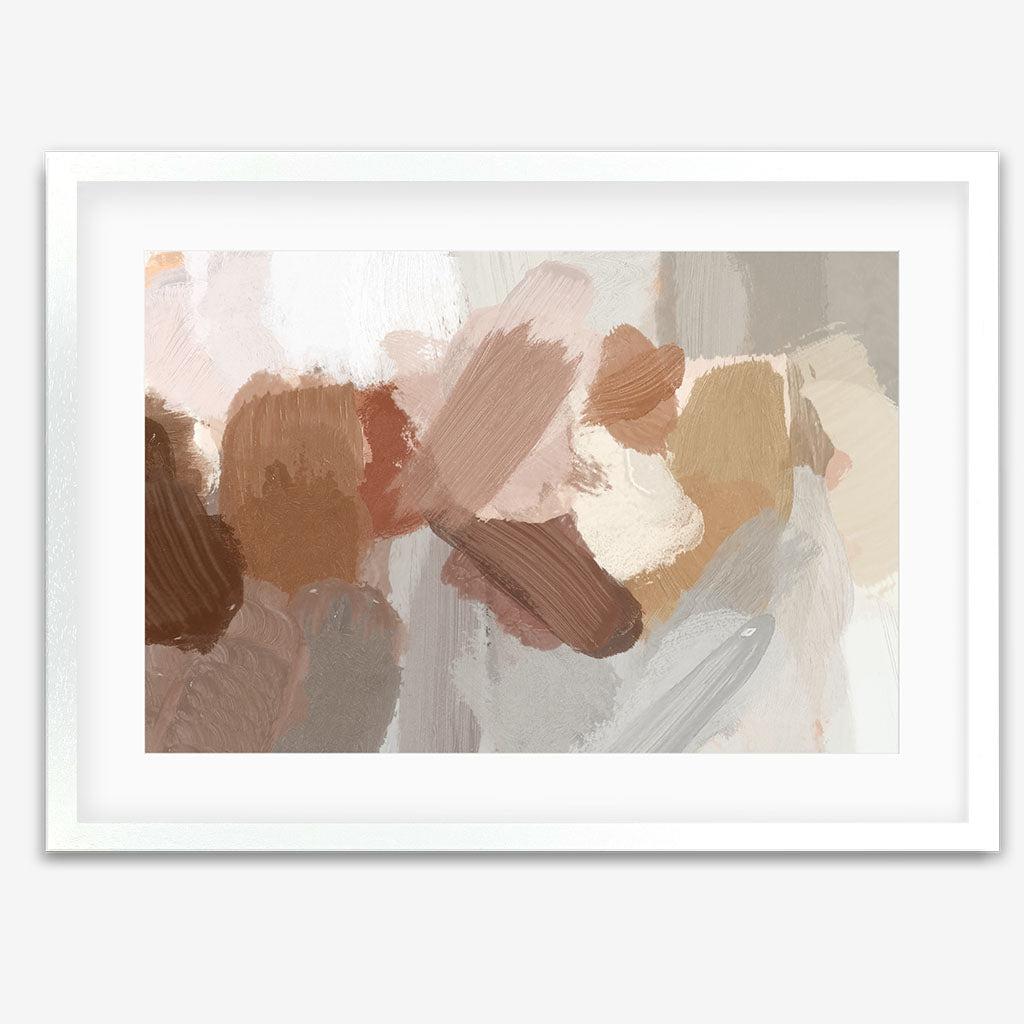 Neutral Brush Strokes Framed Art - White Frame - Abstract House