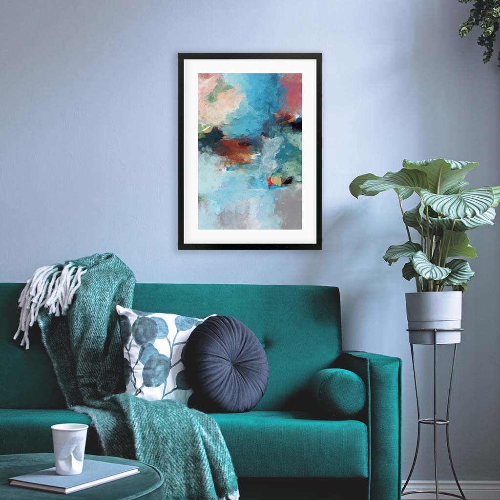 Blue Abstract Clouds Framed Art-framed-Wall Art Print-Abstract House
