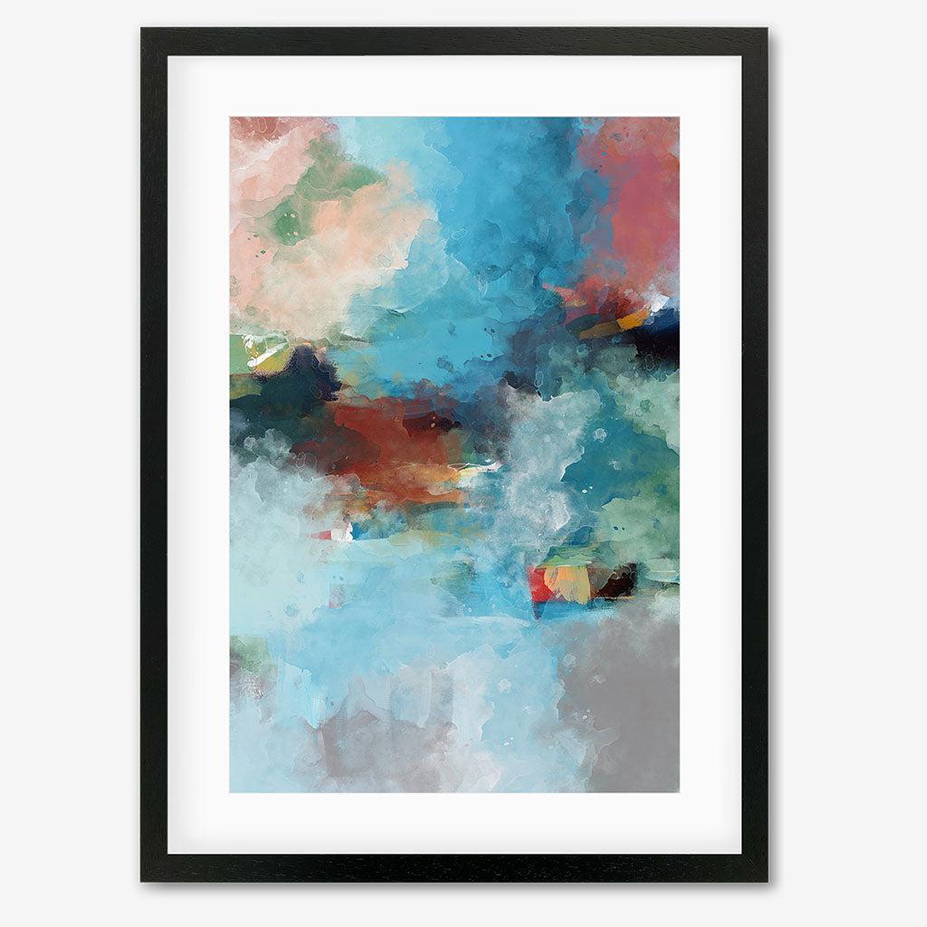 Blue Abstract Clouds Framed Art - Black Frame - Abstract House