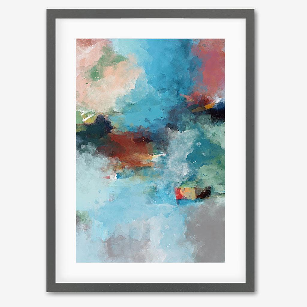 Blue Abstract Clouds Framed Art - Grey Frame - Abstract House