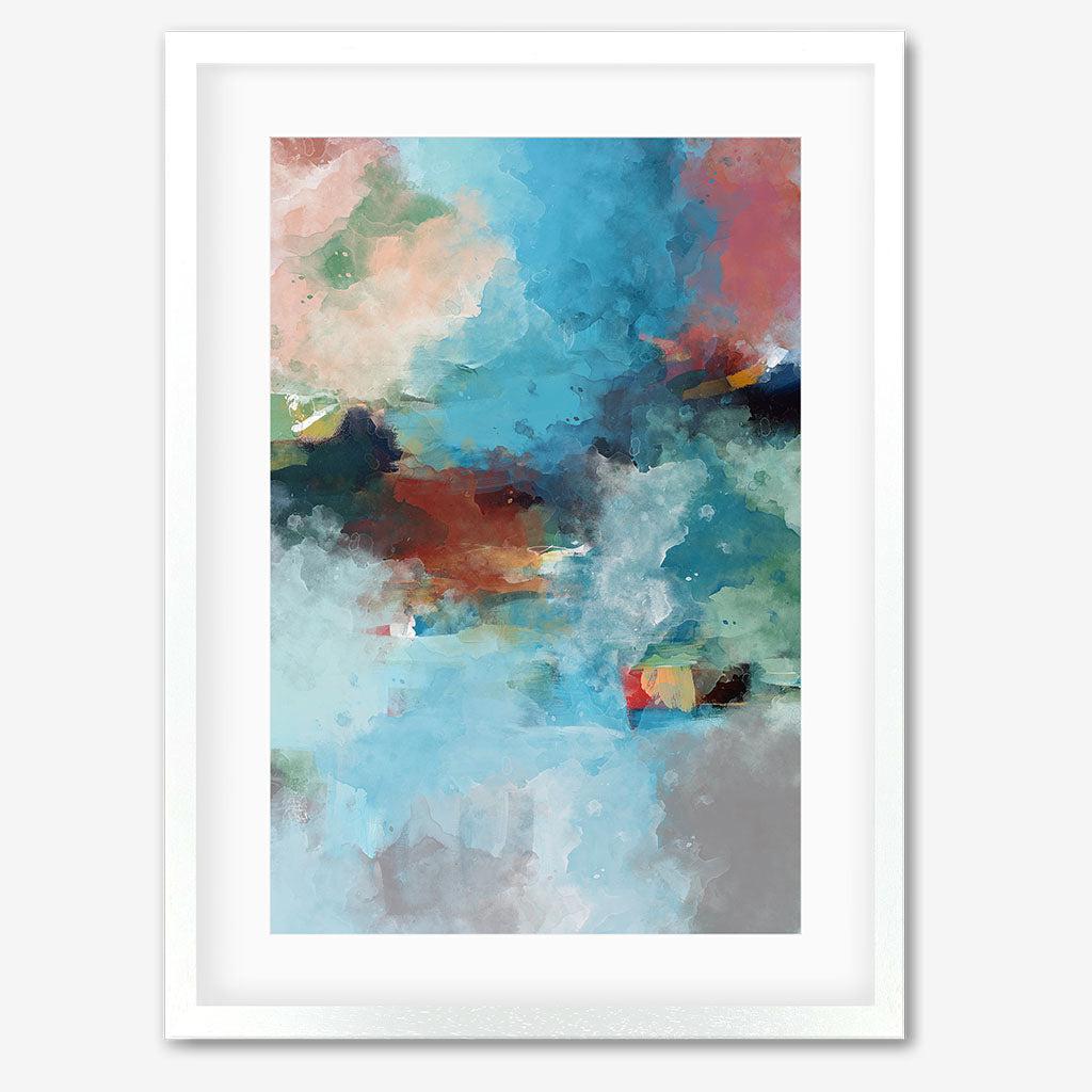 Blue Abstract Clouds Framed Art - White Frame - Abstract House