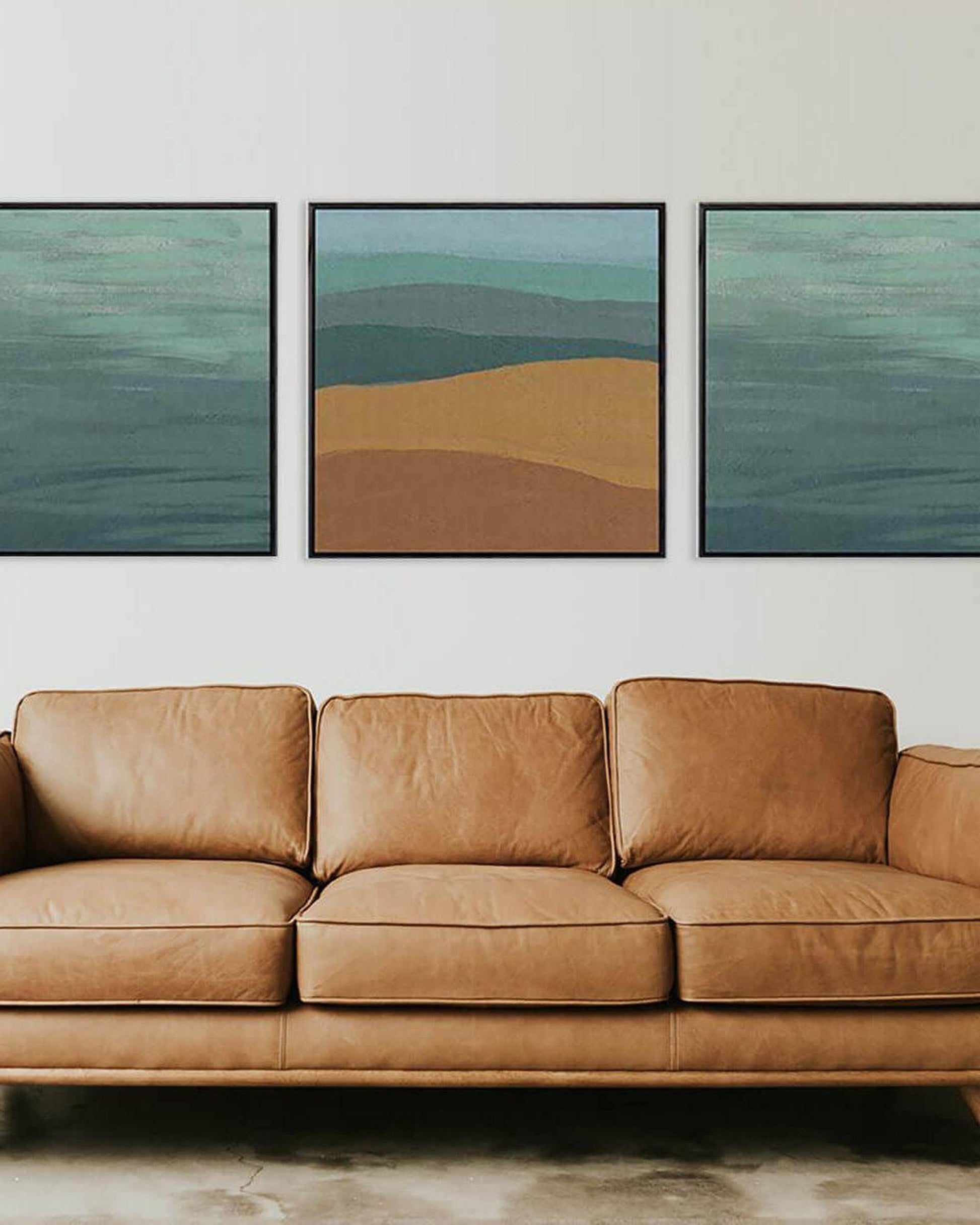 Green Textures Canvas Art Set Of 3-framed-Canvas Set Of 3-Abstract House