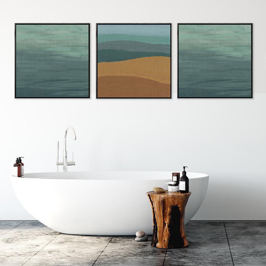 Green Textures Canvas Art Set Of 3-framed-Canvas Set Of 3-Abstract House