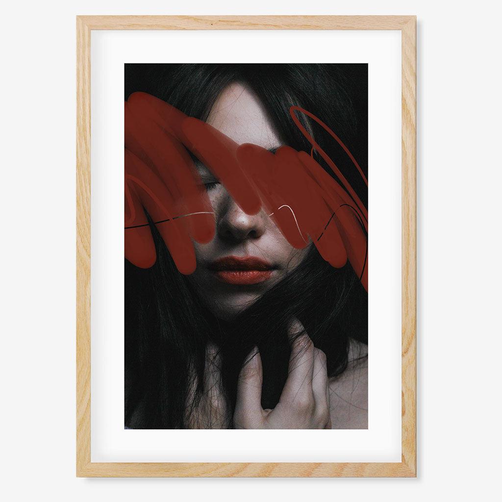 Woman In Red Limited Edition Print - Oak Frame Frame With Mount - Abstract House