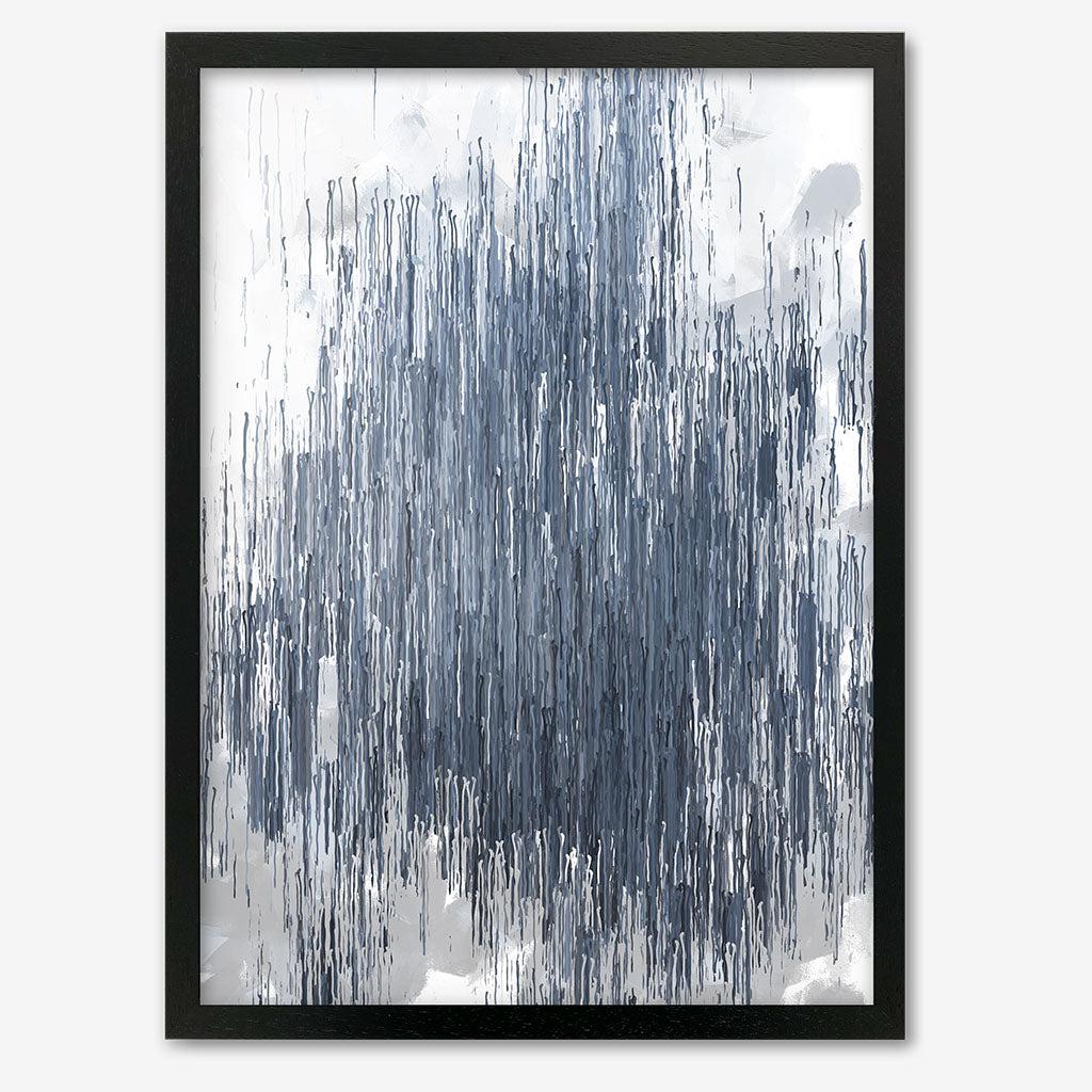 Grey Abstract Stripes Art Print - Black Frame - Abstract House