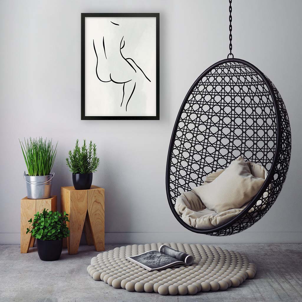 Back Nude Line Art Print-framed-Wall Art Print-Abstract House