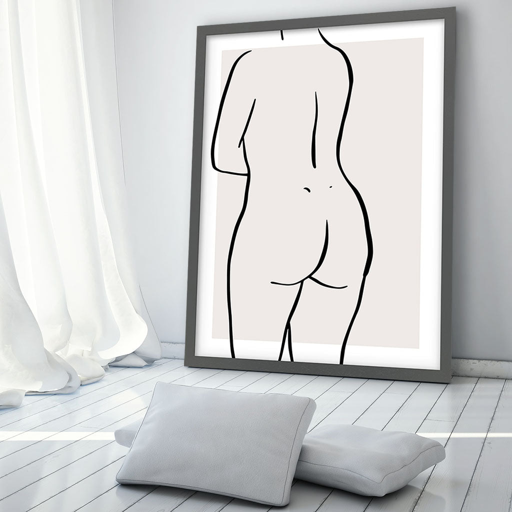 Lower Nude Back Figure Line Art Print-framed-Wall Art Print-Abstract House
