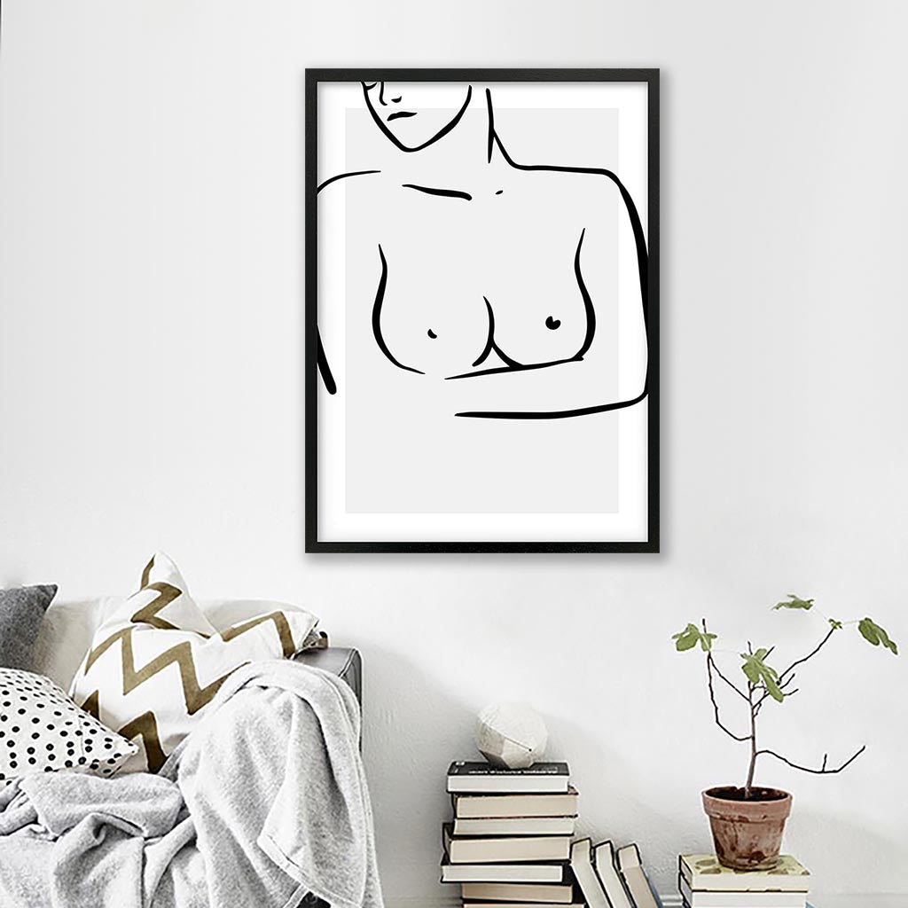 Female Nude Line Art Print-framed-Wall Art Print-Abstract House