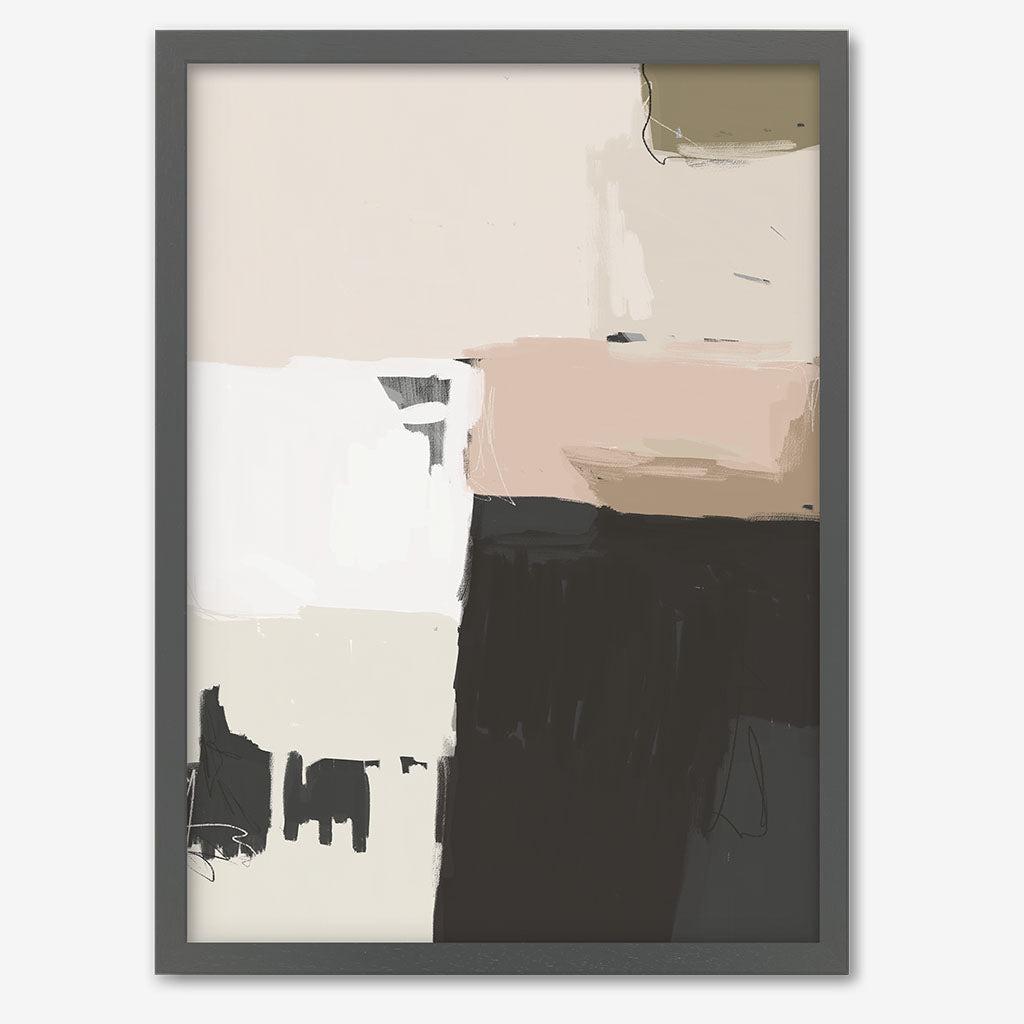Abstract Beige Framed Print - Grey Frame - Abstract House