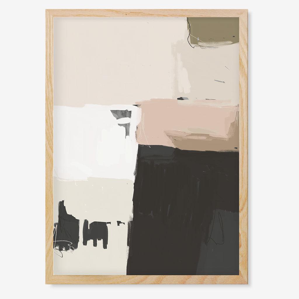 Abstract Beige Framed Print - Oak Frame - Abstract House