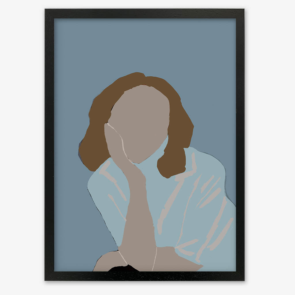 Posing Woman In Blue Art Print-framed-Wall Art Print-Abstract House