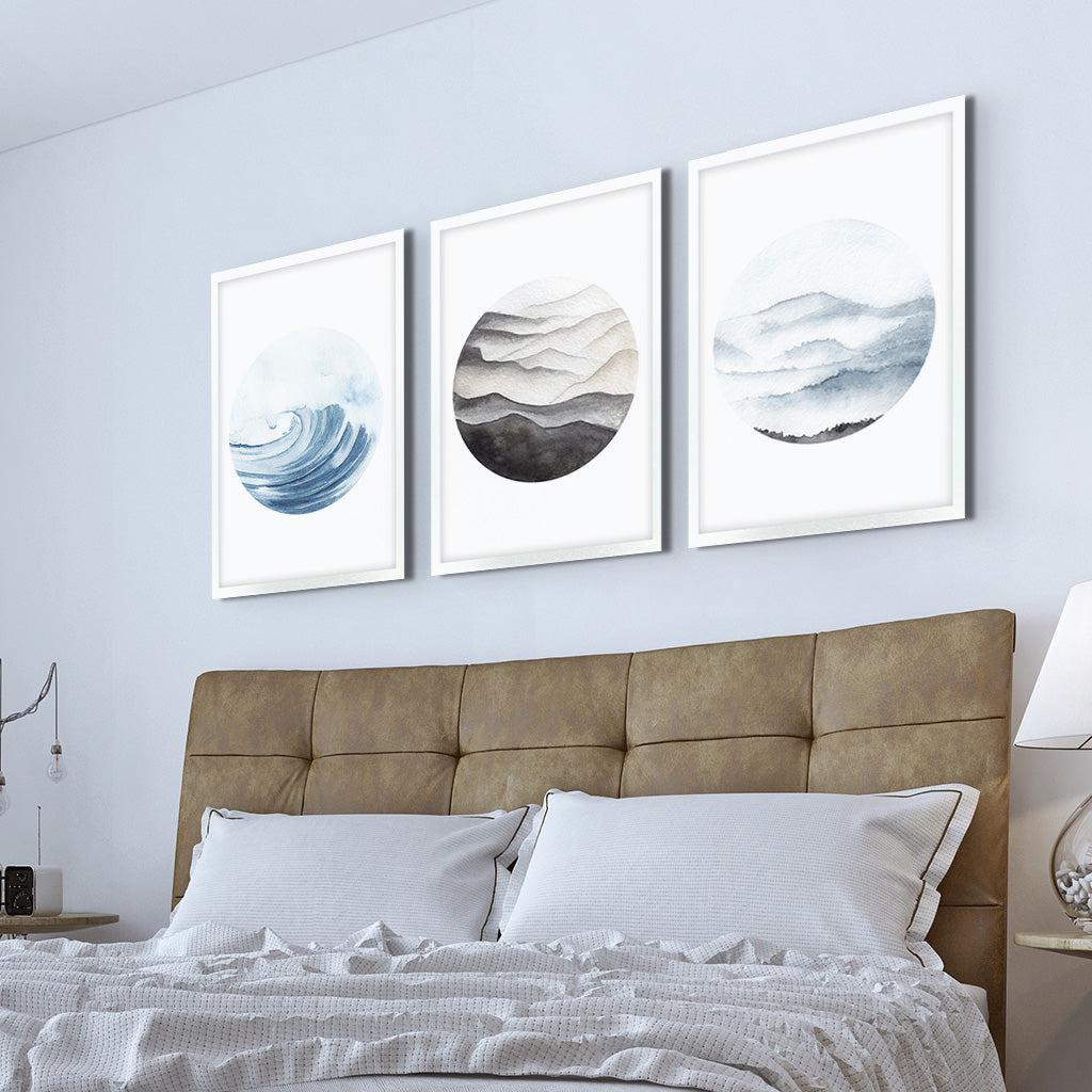 Ocean Waves Scene - Print Set Of 3 - - Abstract House